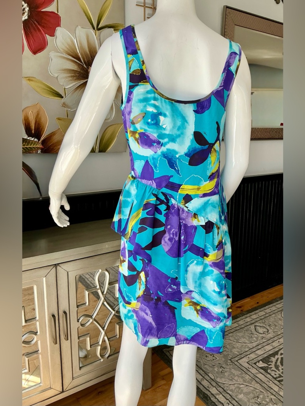 Trina Turk All Silk Vibrant Birthstone Colors Floral lightweight Mini Dress 4 - Picture 4 of 11